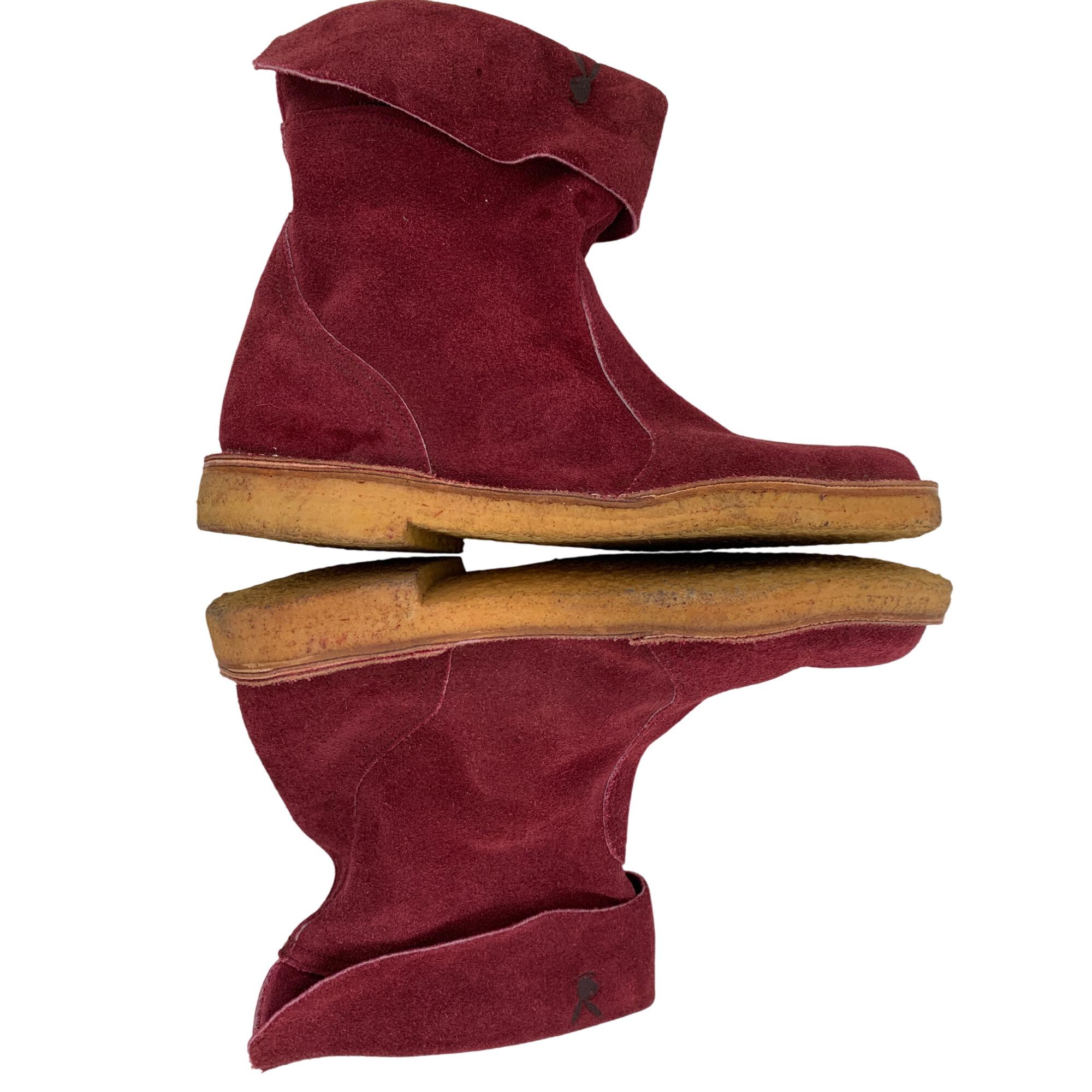 VTG Rare Mens Playboy Burgundy Suede Ankle Boots Size 8.5 