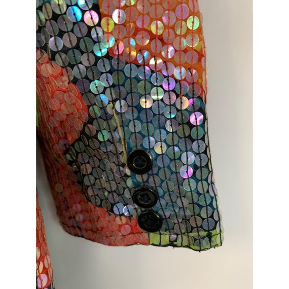 Vintage Sandy Starkman Sequin Blazer Abstract Art Plants EUC Size Small View 6