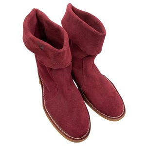 VTG Rare Mens Playboy Burgundy Suede Ankle Boots Size 8.5 Spain Z10672