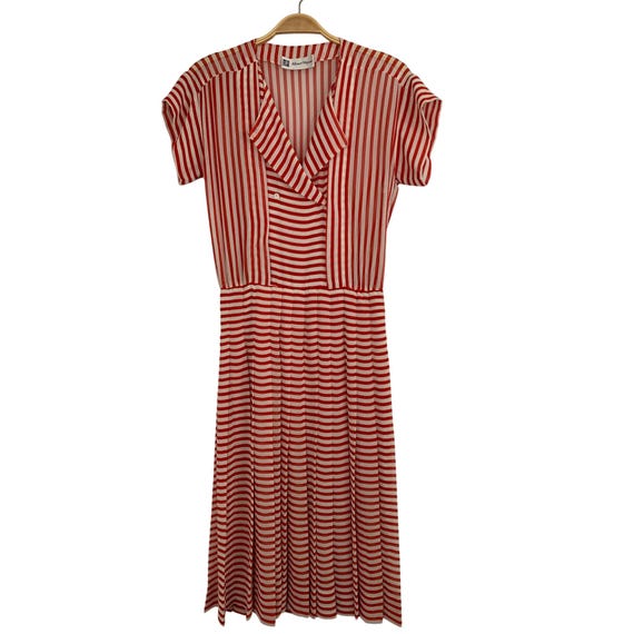 Vintage 80s Albert Nipon Red Striped Nautical Siz… - image 2