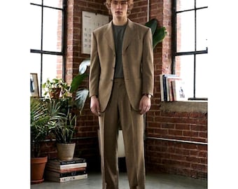Vintage Y2K Donna Karan Signature Men's Italian Wool Suit 36S Pleated Pants EUC