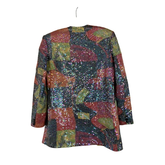 Vintage Sandy Starkman Sequin Blazer Abstract Art Plants EUC Size Small View 5