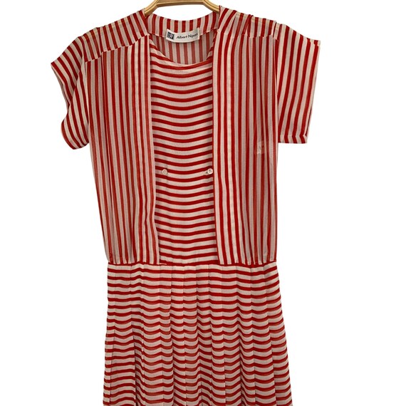 Vintage 80s Albert Nipon Red Striped Nautical Siz… - image 9