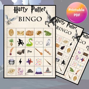 Jeu de bingo sur le thème du sorcier, 30 cartes imprimables uniques, jeu de société Wizarding World, activité en classe, événement scolaire, téléchargement numérique