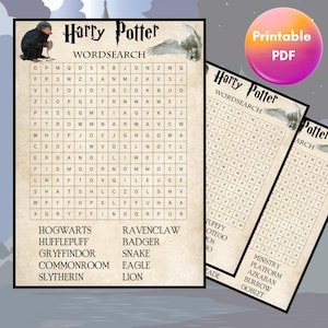 Wizarding Themed Word Search, 10 Unique Printable Cards, Wizarding Party Game, Classroom Activity, School Event, Digital Download,,