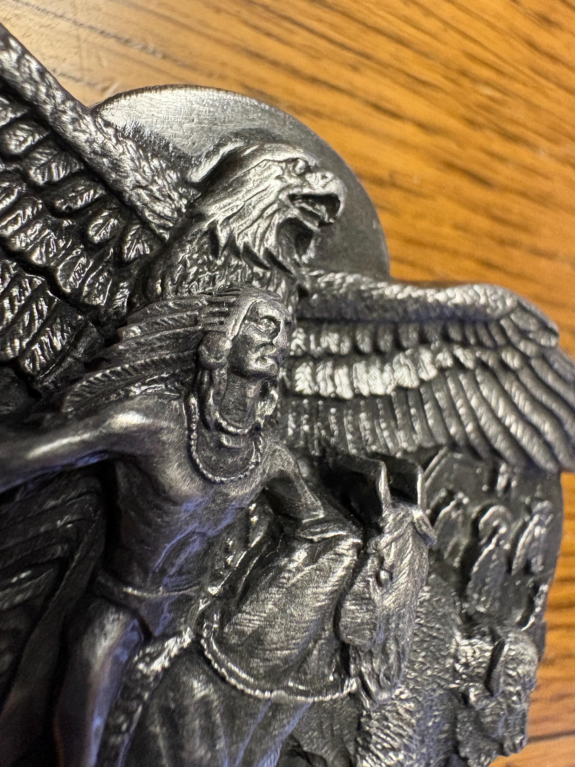 Vintage Siskiyou Native American Pewter Belt Buckle Buffalo  display picture 3