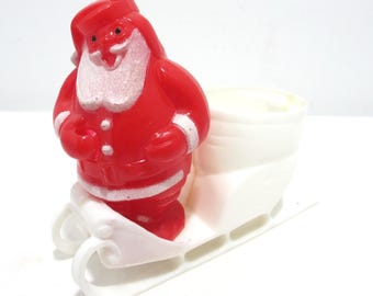 Vintage 1950's Hard Plastic Christmas Santa in Chimney Candy