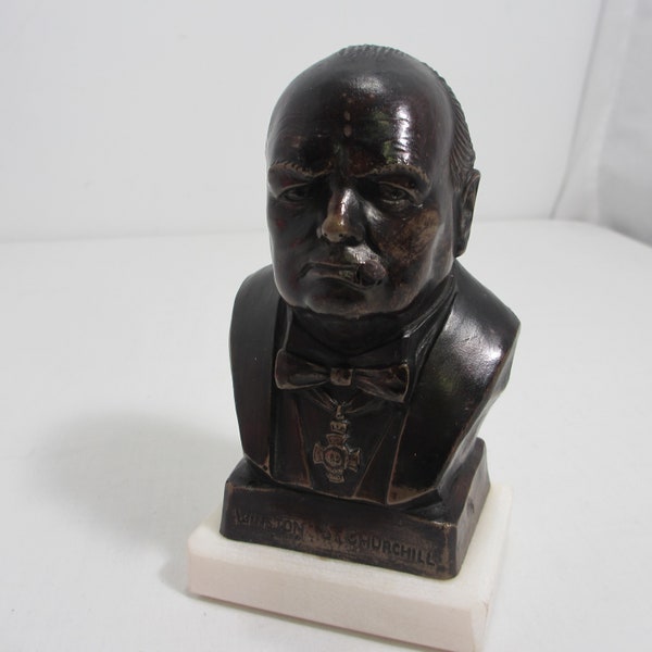 Vintage Bronze Sir Winston S. Churchill Bust R.A. Pikering 49