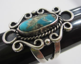 Sterling Silver Swirl Ring with Turquoise