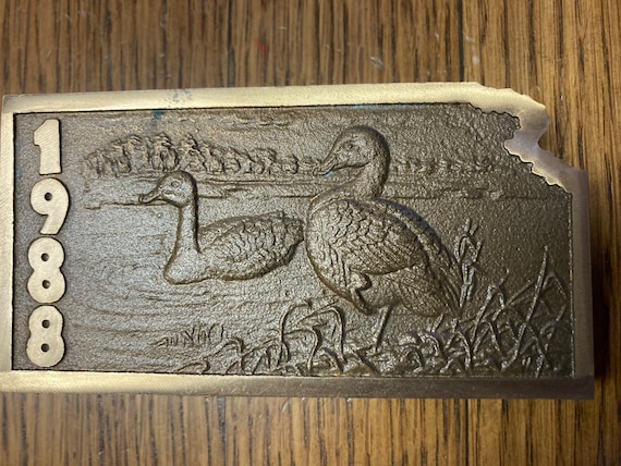 Vintage Brass Kansas Duck Belt Buckle - image 1