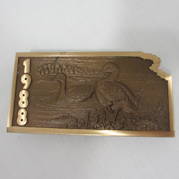 Vintage Brass Kansas Duck Belt Buckle - image 2