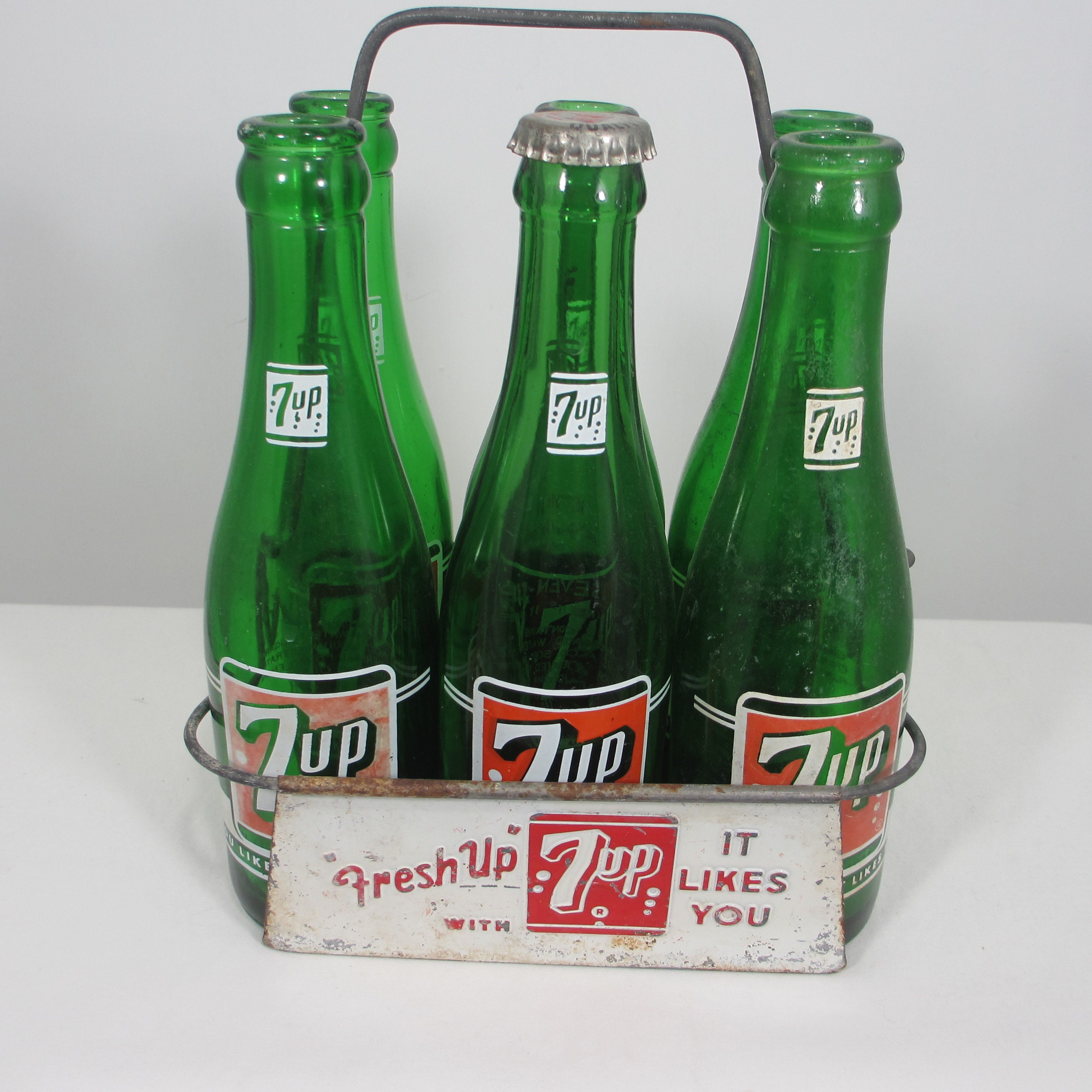 Vintage 7up 6-pack Metal Carrier With 6-7oz. Bottles - Etsy