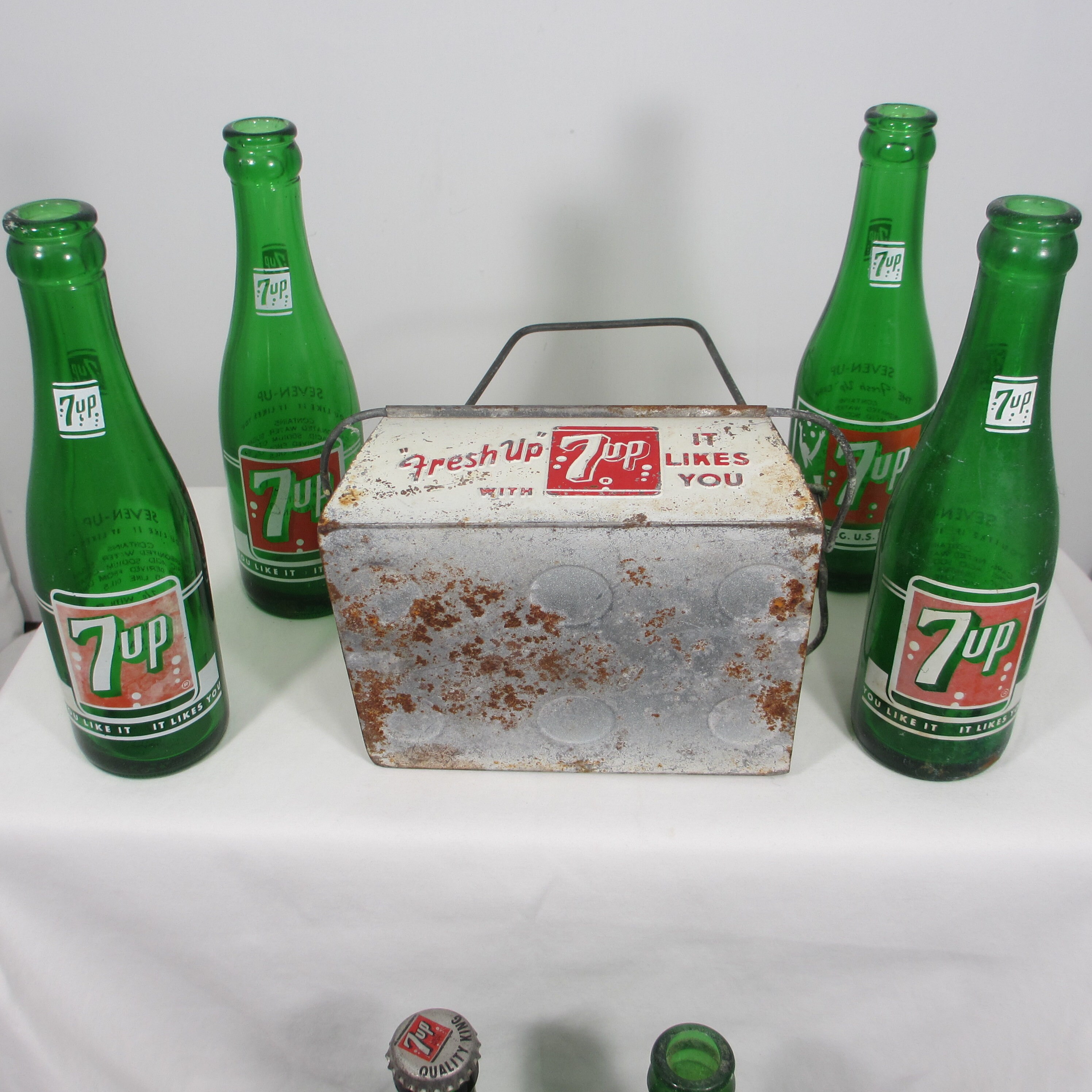 Vintage 7up 6-pack Metal Carrier With 6-7oz. Bottles - Etsy
