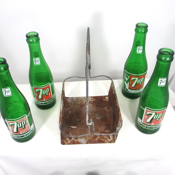 Vintage 7up 6-pack Metal Carrier With 6-7oz. Bottles - Etsy