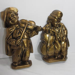 Vintage Chalkware Whimsical Musicians Status Wall Hanging Decor