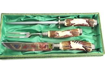 Vintage Baron Solingen Germany Stag Antler Carving Set - Etsy