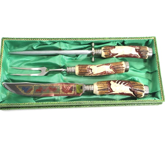 Vintage Baron Solingen Germany Stag Antler Carving Set - Etsy
