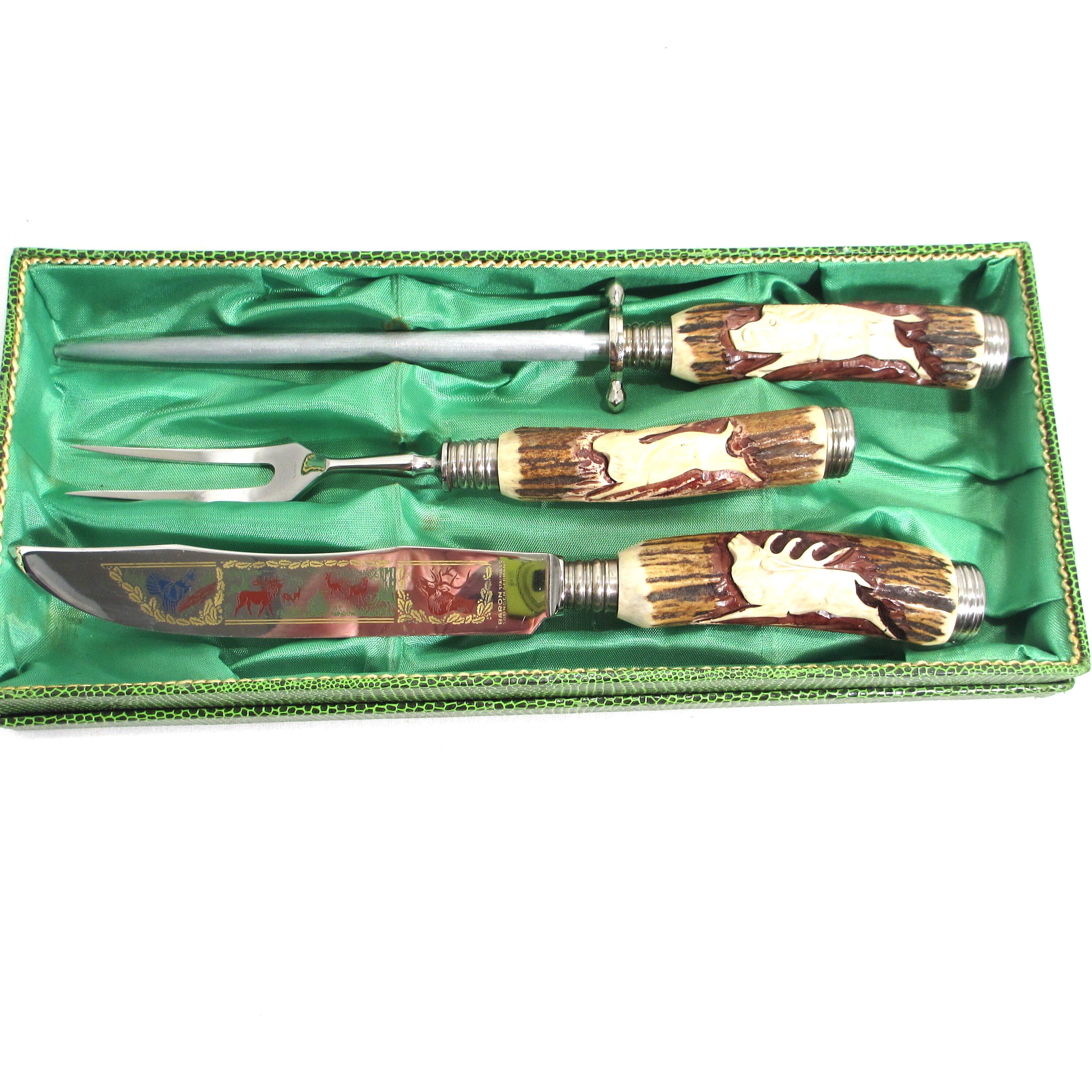 Vintage Baron Solingen Germany Stag Antler Carving Set - Etsy