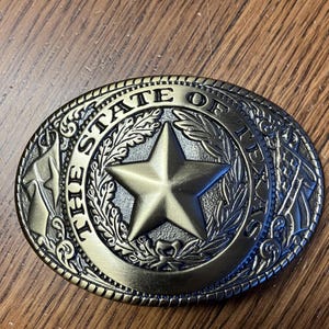 Vintage The State of Texas Gold Tone Belt Buckle