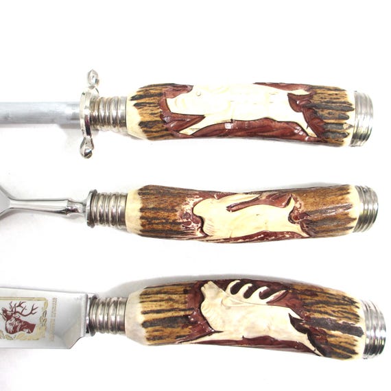 Vintage Baron Solingen Germany Stag Antler Carving Set - Etsy