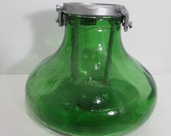 Vintage Green Glass Christmas Tree Stand Metal Tree Holder