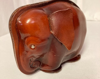 Vintage Original Kounoike Leather Elephant Piggy Bank