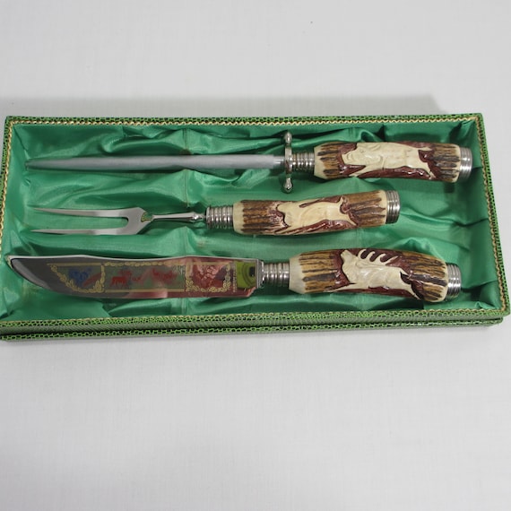 Vintage Baron Solingen Germany Stag Antler Carving Set - Etsy