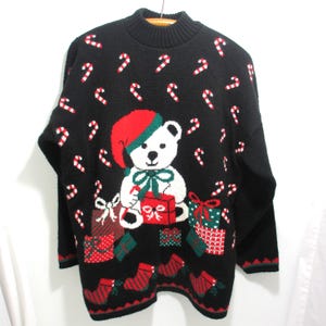 Vintage Teddy Bear Knitted Ugly Christmas Sweater