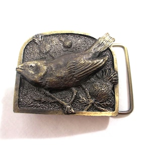 Vintage Art Nouveau Bird Belt Buckle • 1970s Victorian Antique Style Buckle Vintage Rare Bird Swallow Round Circle Belt Buckle Kistch  main image 3