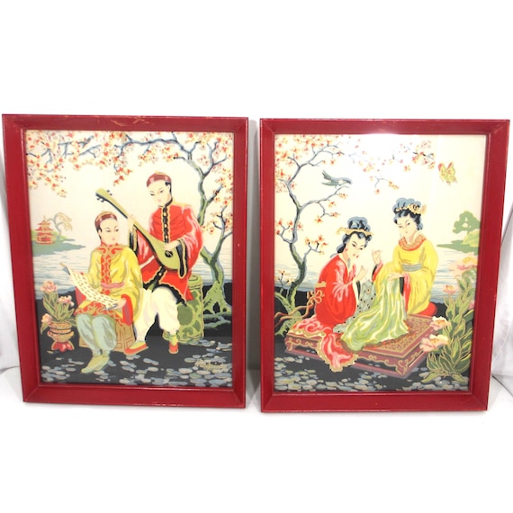 Vintage H Calpini Japanese Silk Screen Prints Serigraph