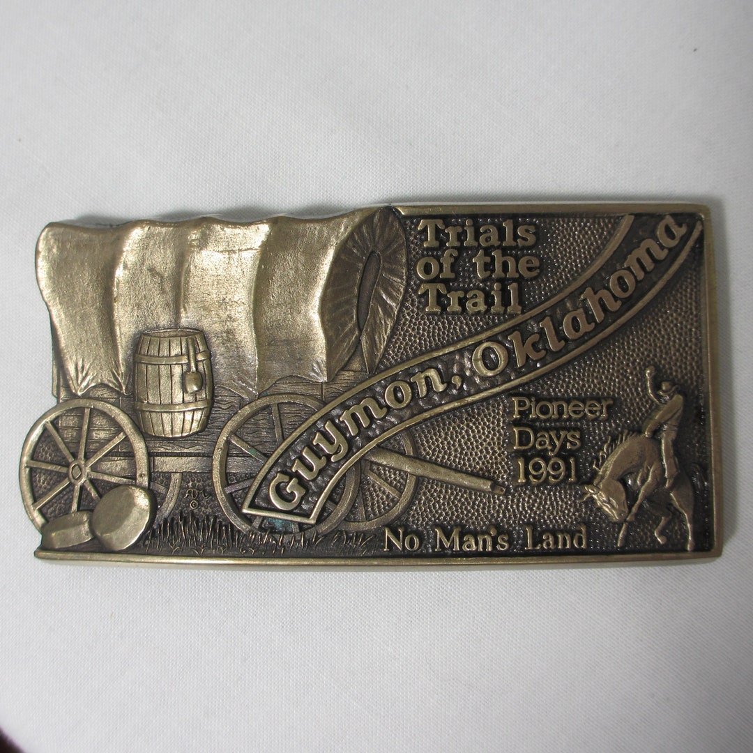 1991 Pioneer Days Guymon Oklahoma Brass Belt Buckle Etsy