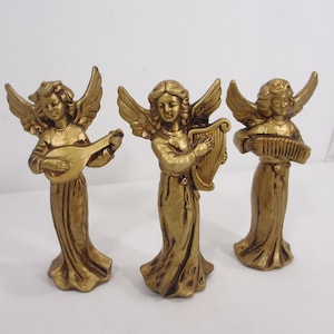 Vintage Paper Mache Gold Angel Statues