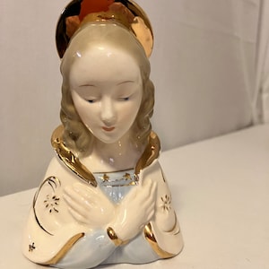 Vintage Art Ceramic Madonna Mother Mary Figurine Japan