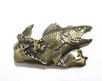 Vintage Pewter Leather Belt India Cast‎ Metal Fish Buckle Brass Copper Tones S/M Vintage Pewter Leather Belt India Cast Metal‎ Fish Buckle  main image 4
