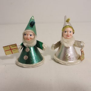 Vintage Cardboard Foil Elf Christmas Figurines