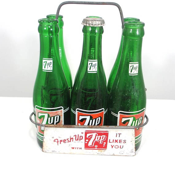 Vintage 7up 6-pack Metal Carrier With 6-7oz. Bottles - Etsy