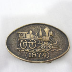 Vintage 1874 Locomotive Brass Belt Buckle