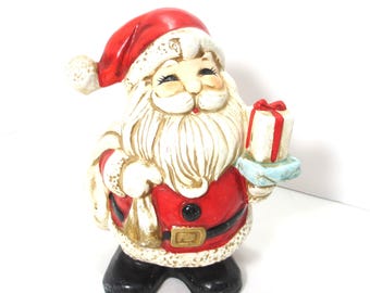 Vintage Homco Christmas Santa Claus Piggy Bank