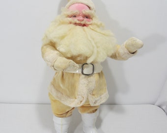 Rare Vintage Cream Colored Stuffed Santa Chalk Face