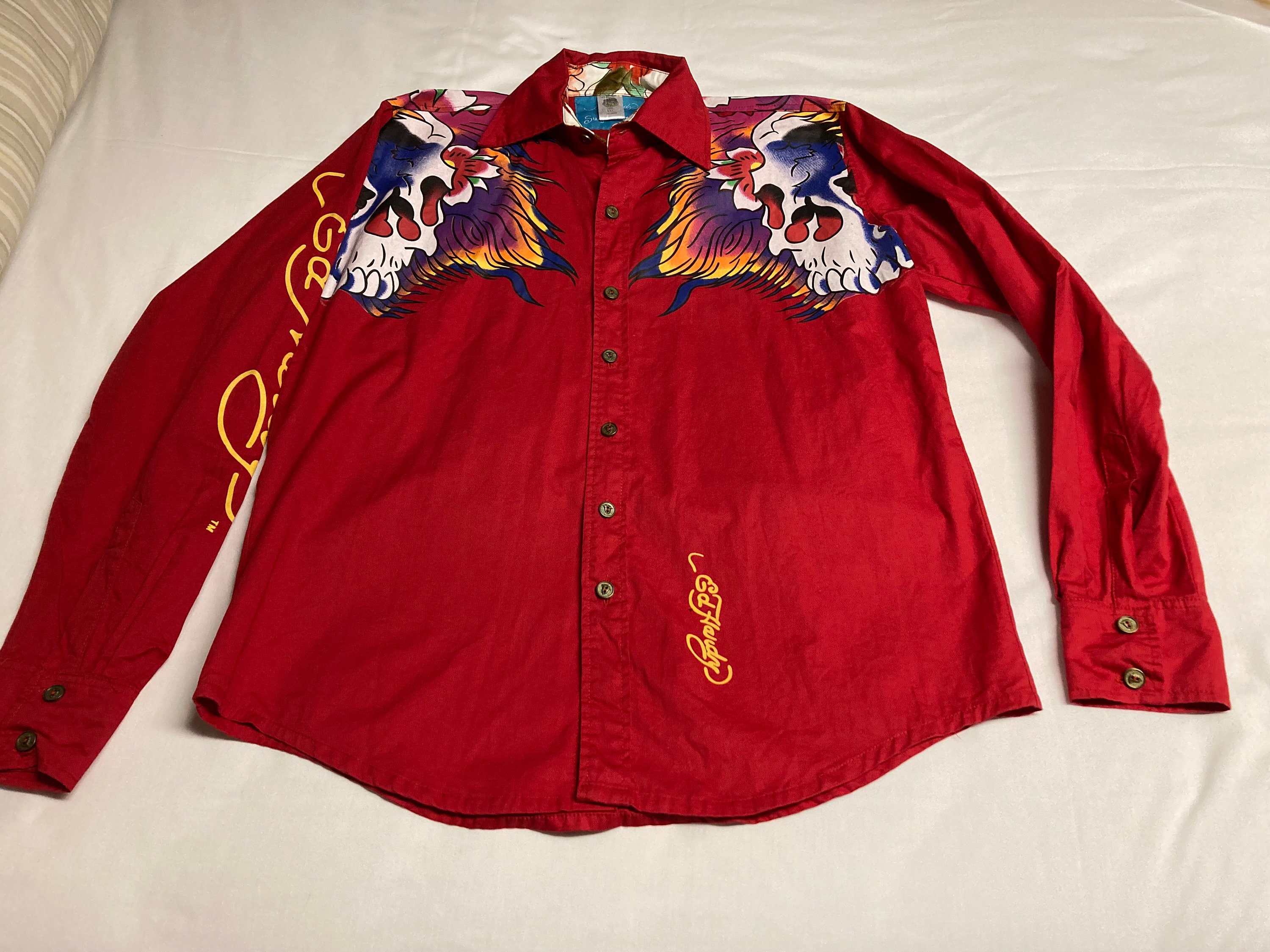 Vintage Ed Hardy Surf or Die Mens Dress Shirt Etsy