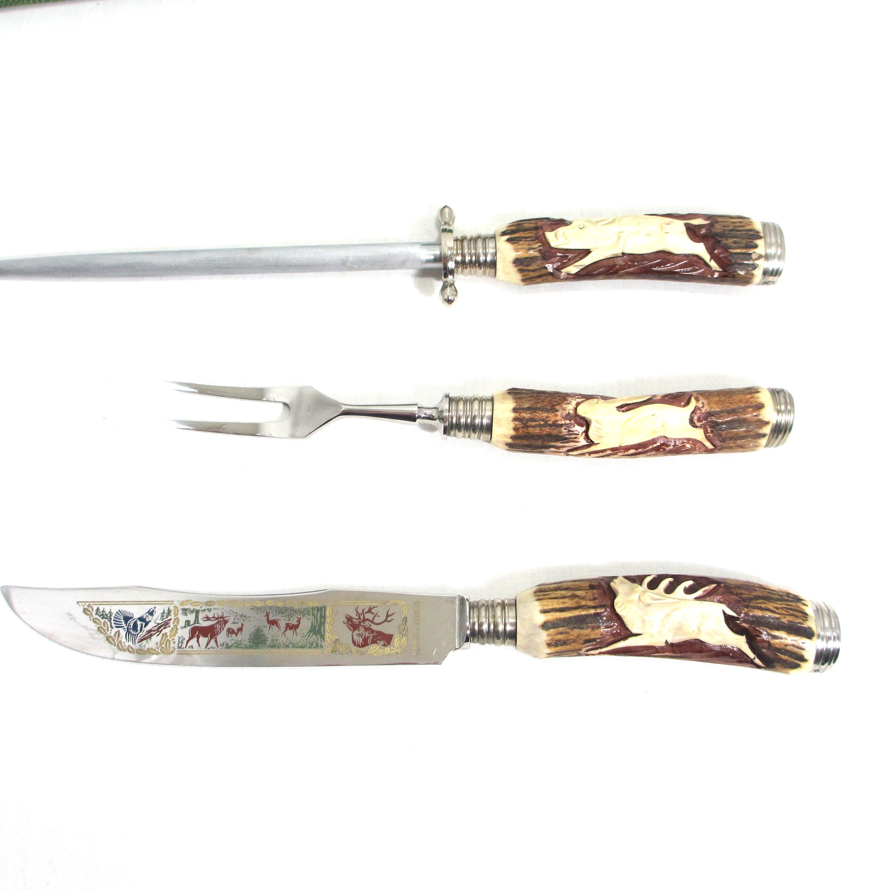 Vintage Baron Solingen Germany Stag Antler Carving Set - Etsy