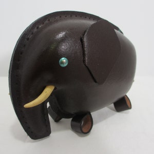 Original Kounoike Leather Elephant With Tusks Piggy Bank
