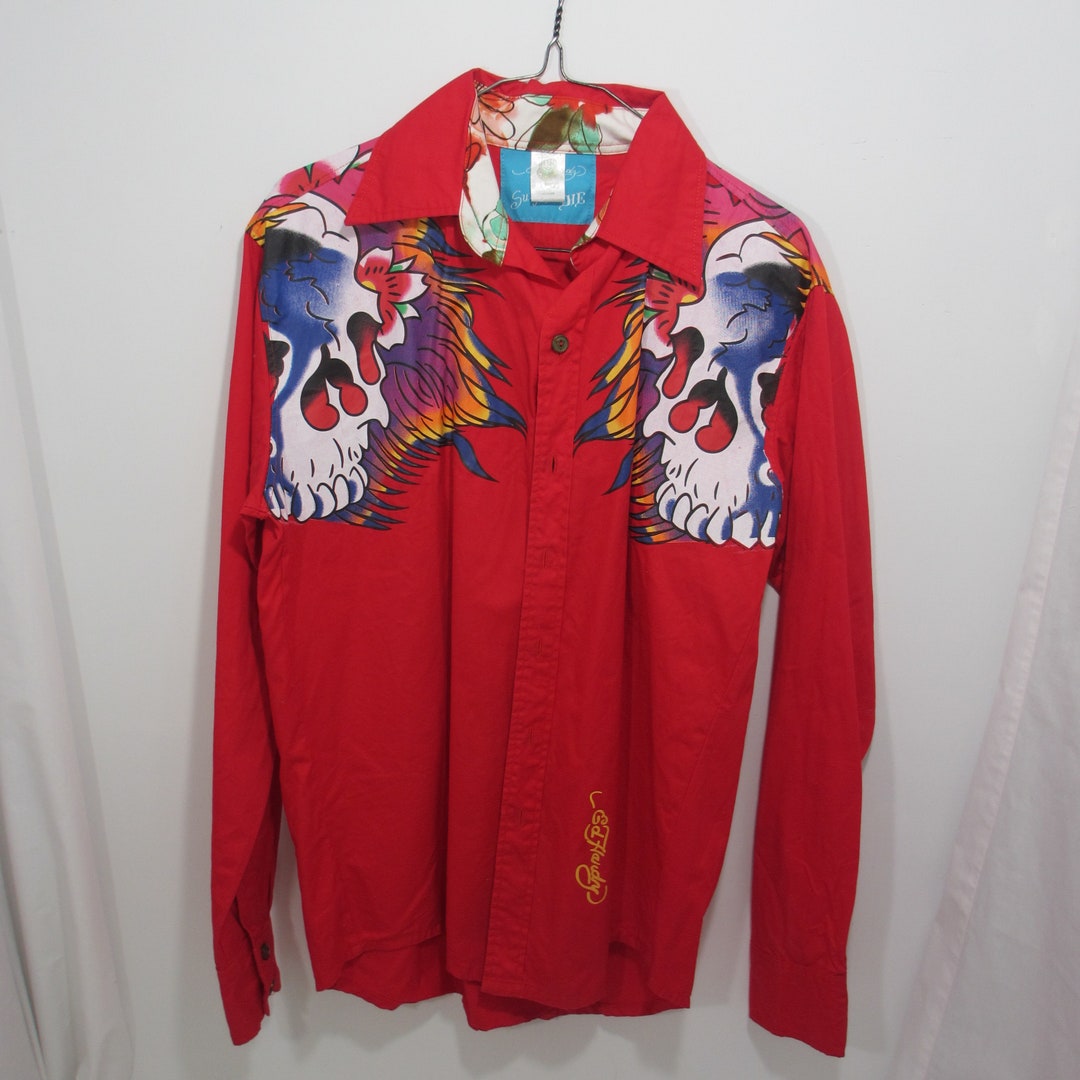 Vintage Ed Hardy Surf or Die Mens Dress Shirt Etsy