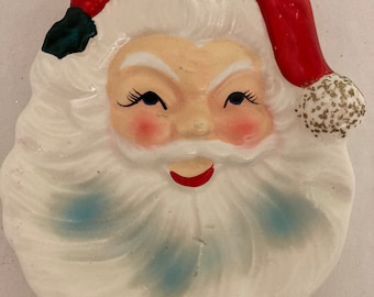 Vintage Santa Face Wall Hanging or Trinket Dish