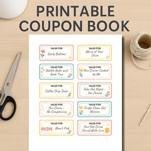 Printable Gift Coupons for Someone Special – Cute DIY Coupon Sheet – Blank & Prefilled Rewards – Fun Birthday or Appreciation Gift Idea