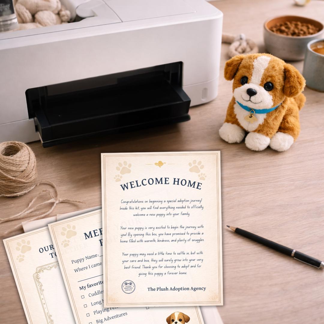 Puppy Adoption Kit Printable, Plush Stuffed Animal Certificate, Kids ...