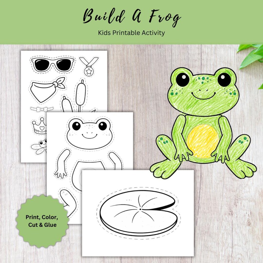 Build a Frog Printable Craft, Cut and Paste Activity, Kids Spring Craft ...
