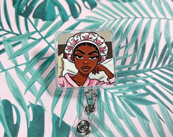 Sassy Badge Reel | I'm Pretty That's My Talent Quote | Funny Beauty Professional ID Holder | Nurse Medical Office Clear Badge Clip