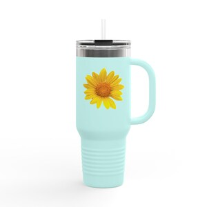Sunflower Travel Mug Stainless Steel Insulated Tumbler for Coffee Lovers, Outdoor & Eco-Friendly Gifts, Bright Floral Design