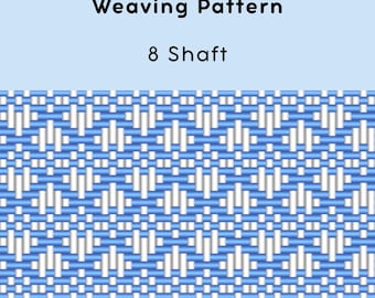 Weefpatroon met 8 schachten blauw en wit hart – schattig hartpixelpatroon – romantisch weefgetouwontwerp – geschikt voor beginners
